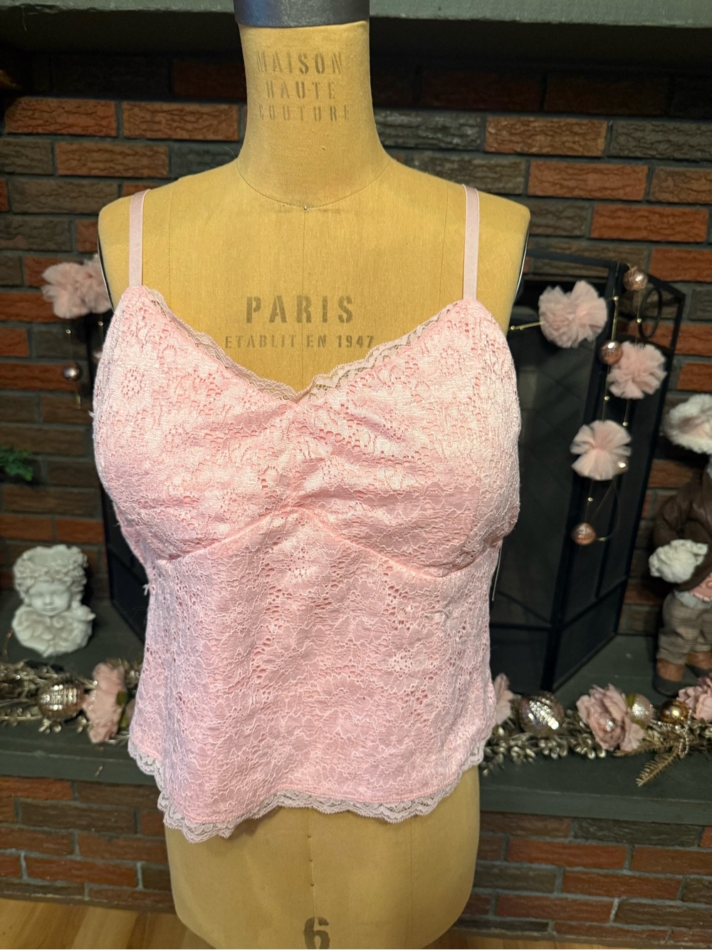 Delicate Pink Lace Cami Top